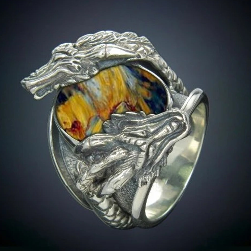 Pietersite-dragon ring