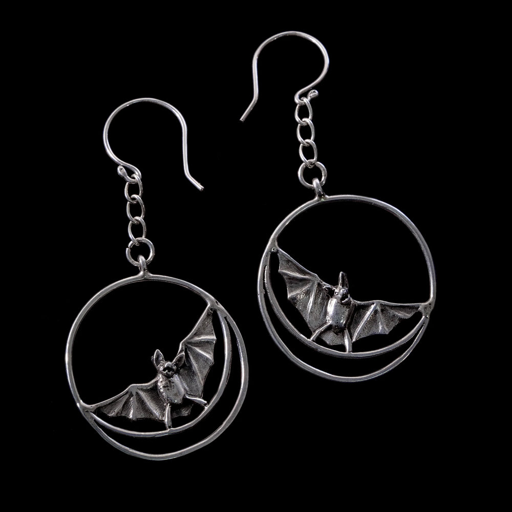 Bat earrings silver animal jewelry