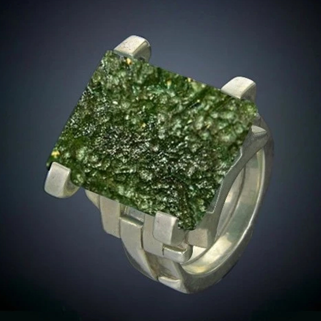 Moldavite industrial ring