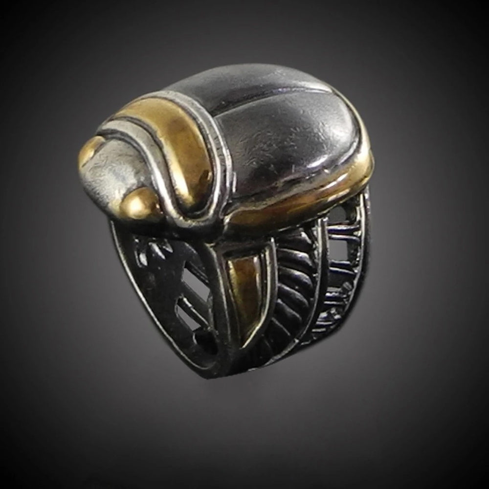 
                      
                        Gunmetal & gold plate - Scarab Beetle Ring
                      
                    