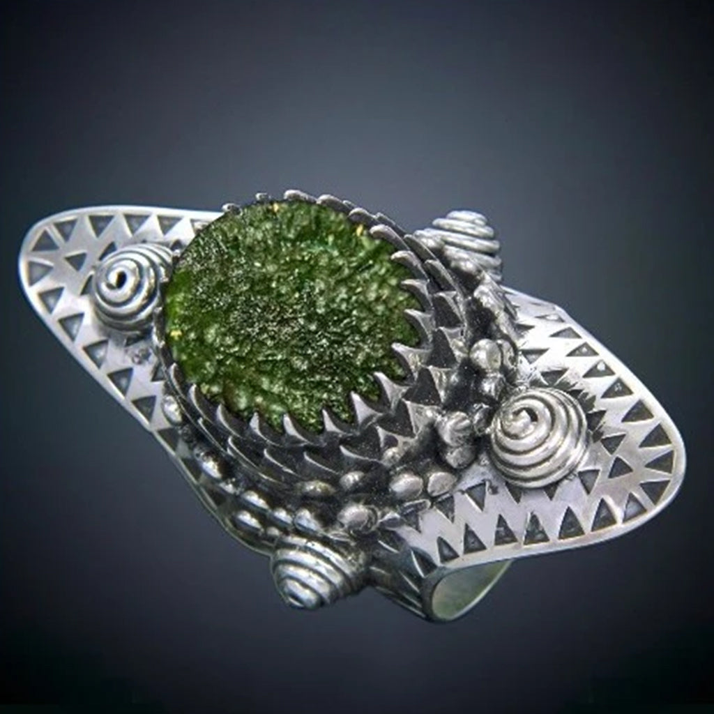 Moldavite Shield Ring