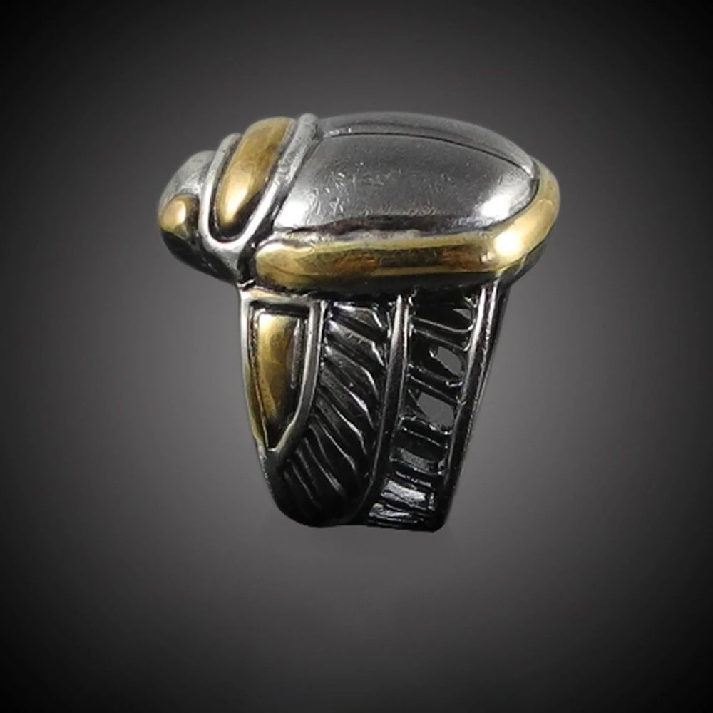 
                      
                        Gunmetal & gold plate Scarab Beetle Ring
                      
                    