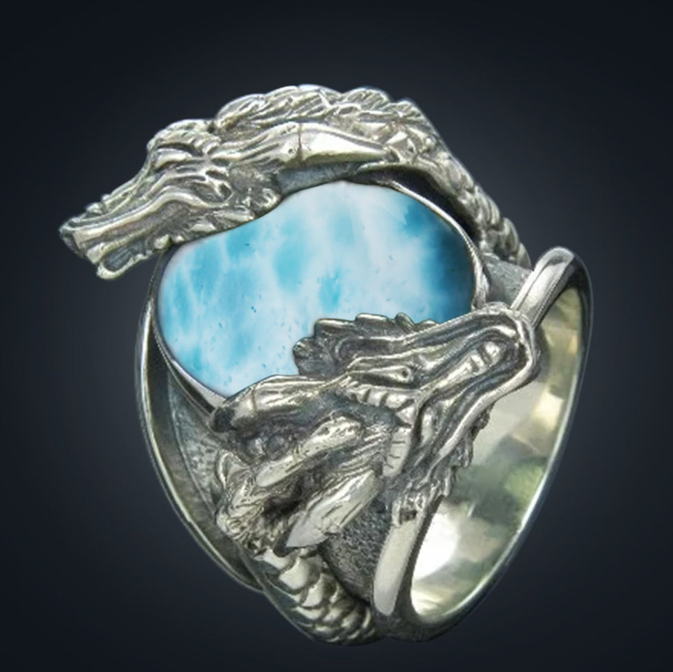 Larimar-dragon ring
