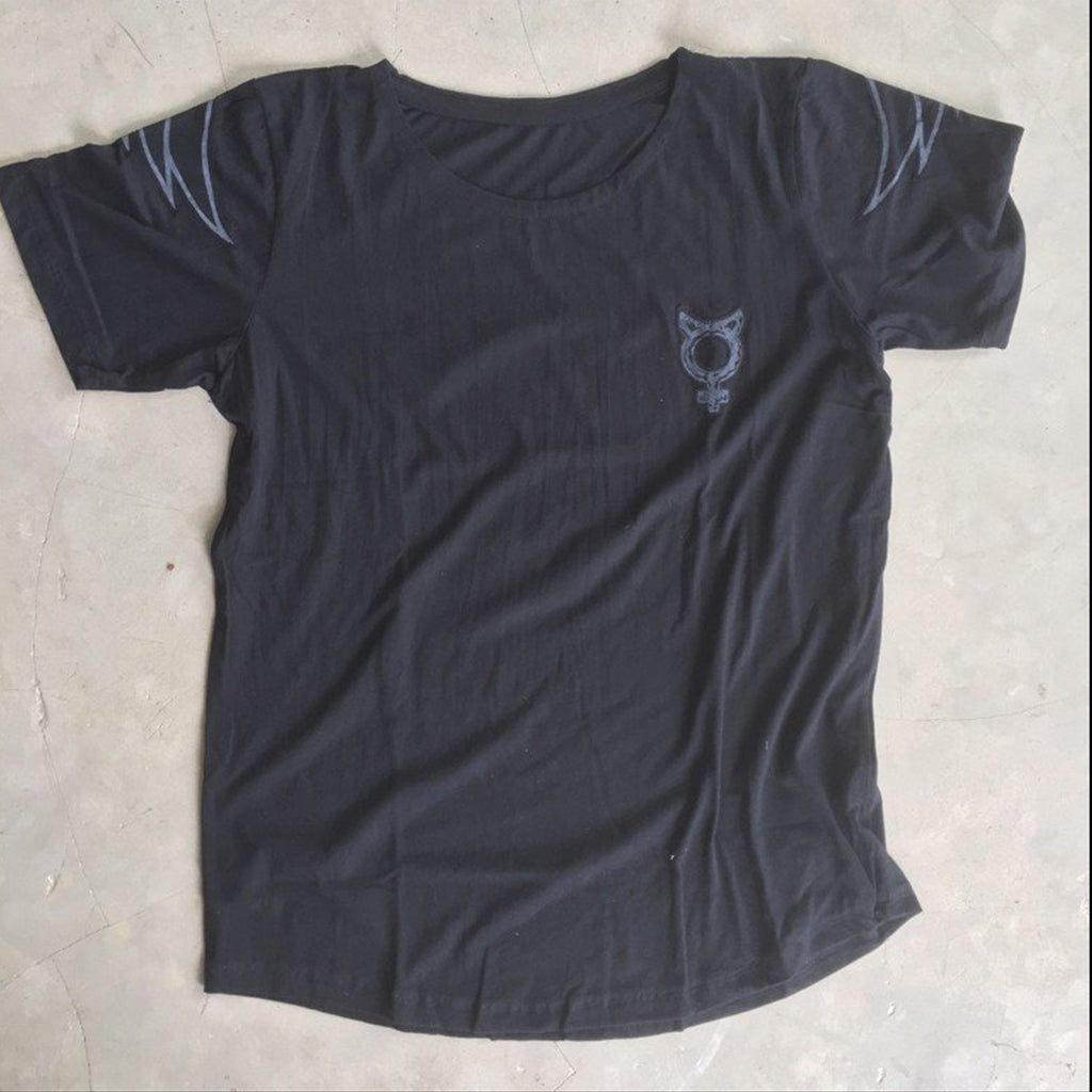 Matt Black T-Shirt with Mercurious Symbol