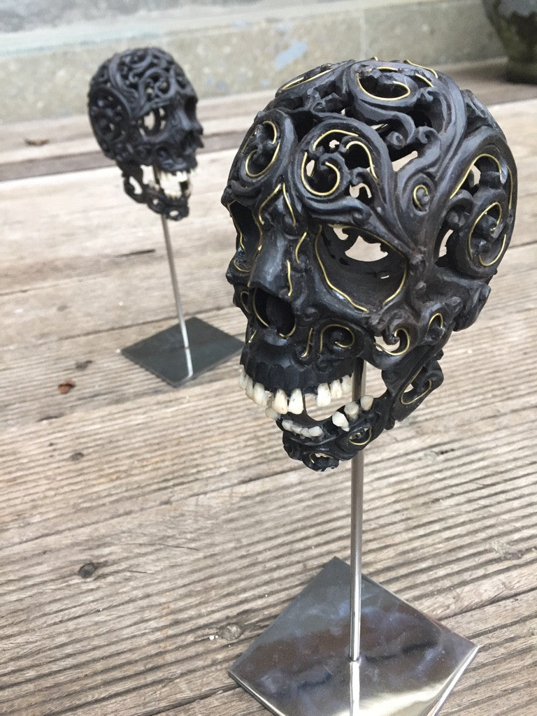 Carved wooden Skulls
