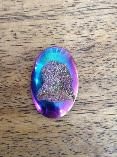 Metal coated agate drusy cabuchons